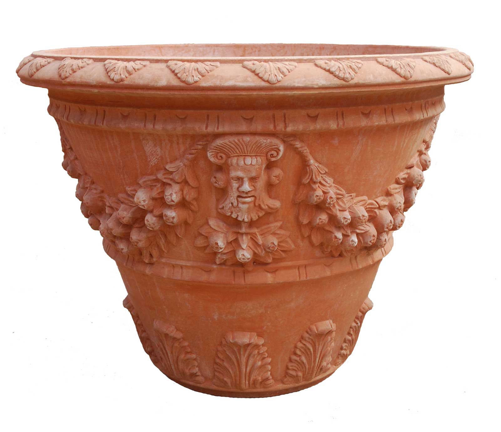 Italian Terracotta High Relief Bacchus & Garland Planter