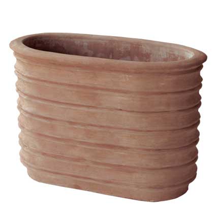 Italian Terracotta Wide-Ribbed Oval Planter