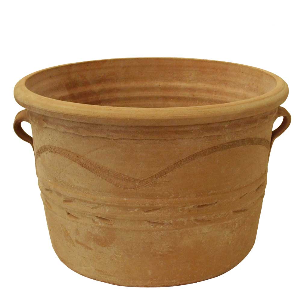 Greek Terracotta Detailed Handle Pot