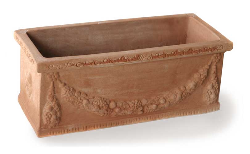 Italian Terracotta Rectangle Planter with Garlands