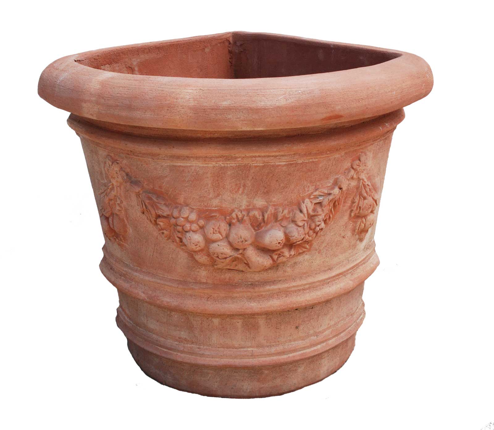 Italian Terracotta Corner Pot with Garland