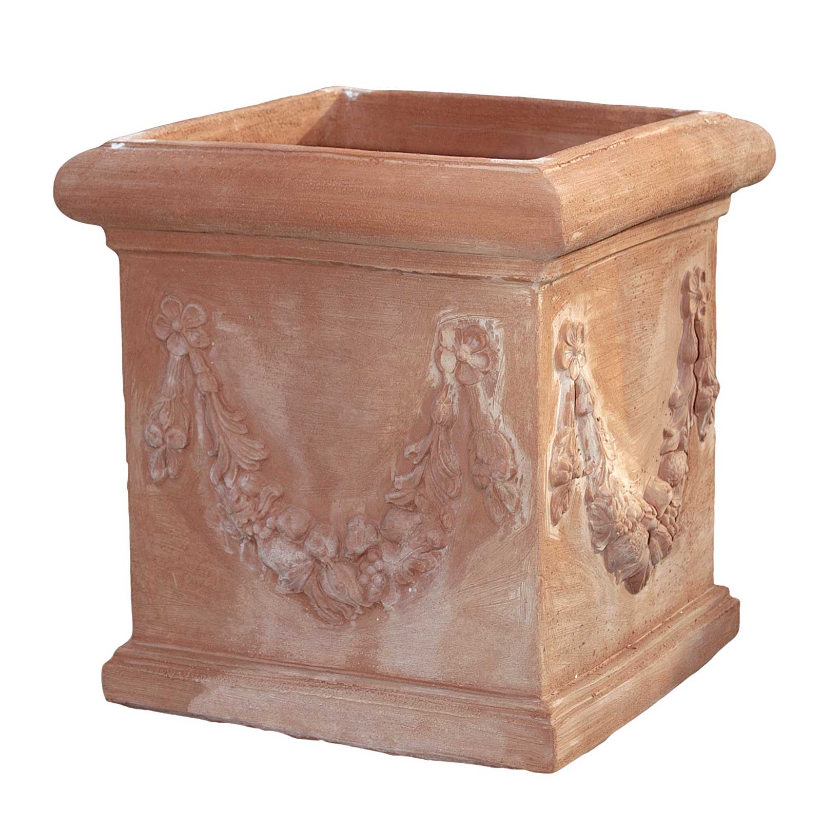 Italian Terracotta Cube with Garland