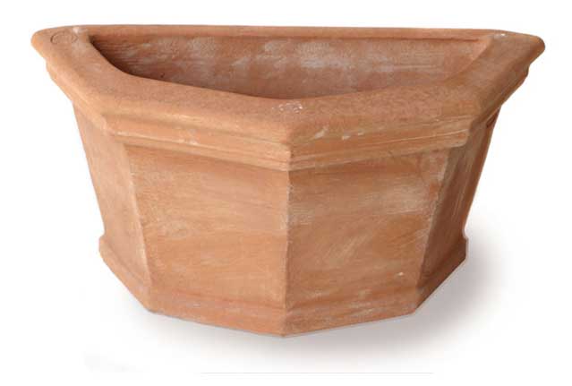 Italian Terracotta Half Octagonal Low Wall Planter