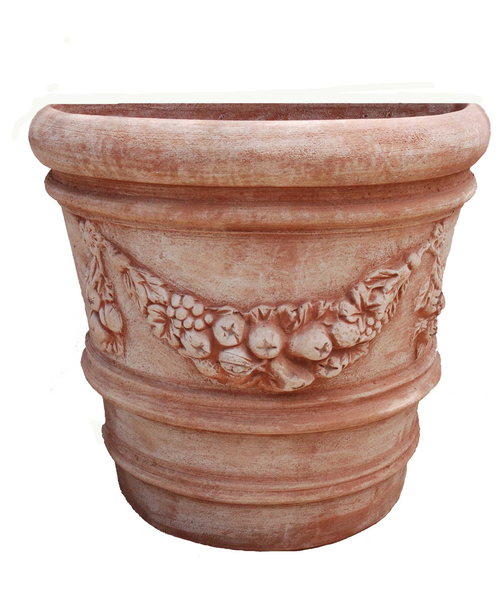 Italian Terracotta Half Wall Pot with Garland