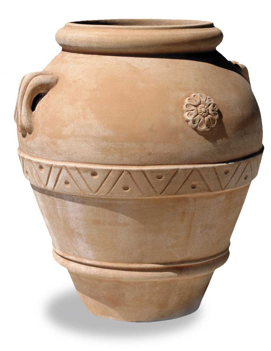 Italian Terracotta Jar with Rosette and Handles