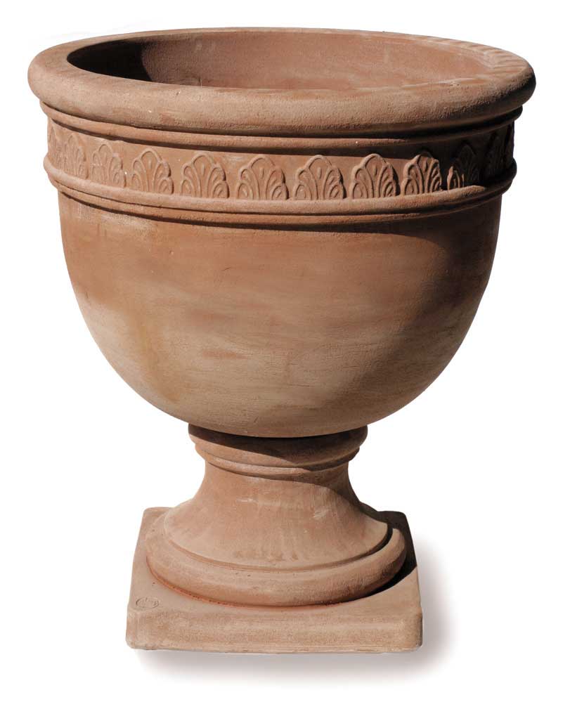 Italian Terracotta Large Cup with Leaf Design