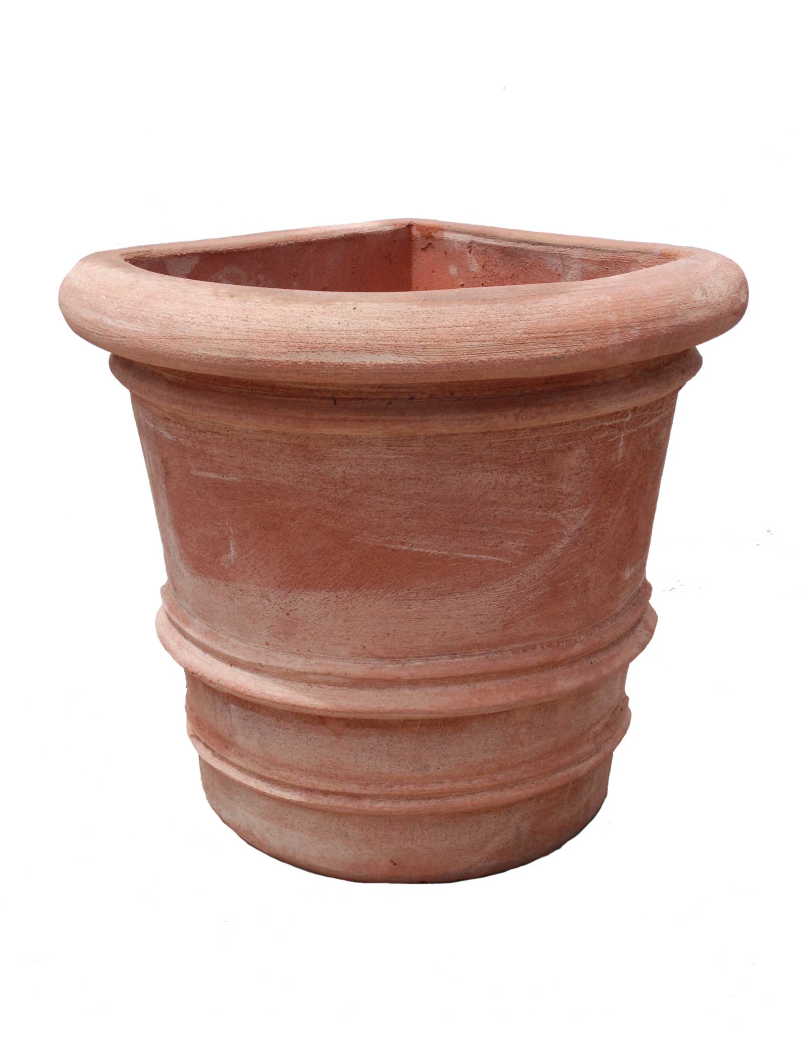 Italian Terracotta Ribbed Corner Pot