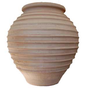 Greek Terracotta Ribbed Flower Pot