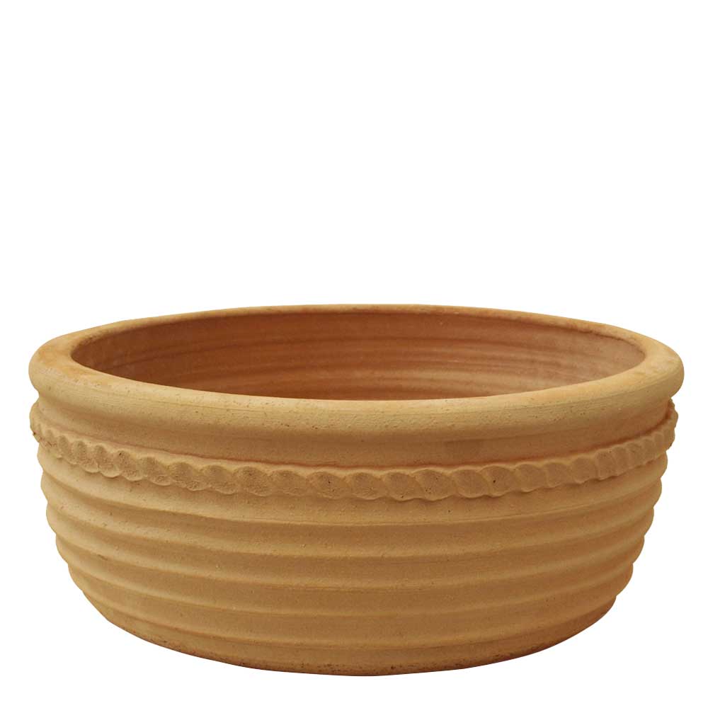 Greek Terracotta Ribbed Low Bowl