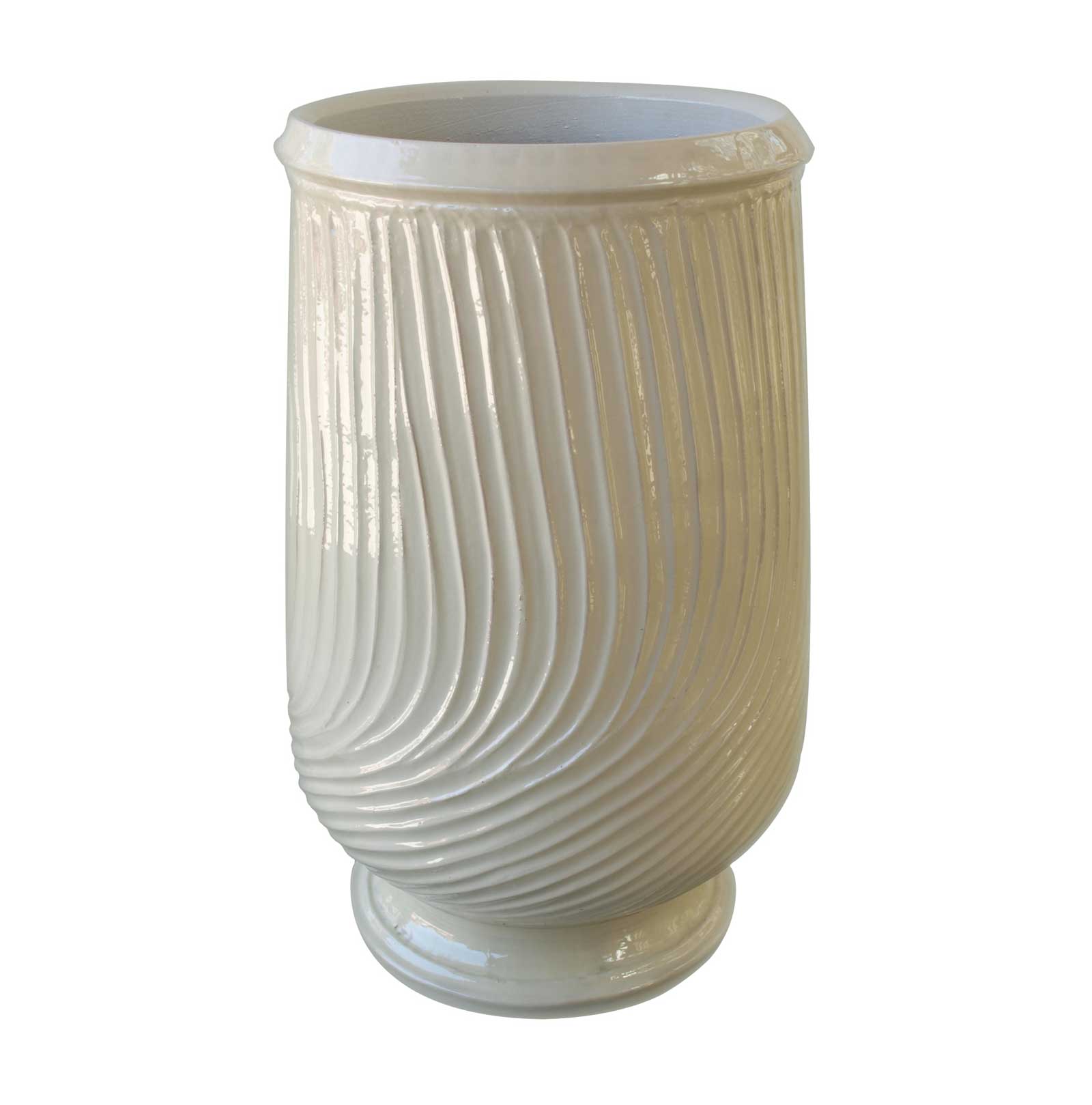 French Anduze Jar in Striped Ivory