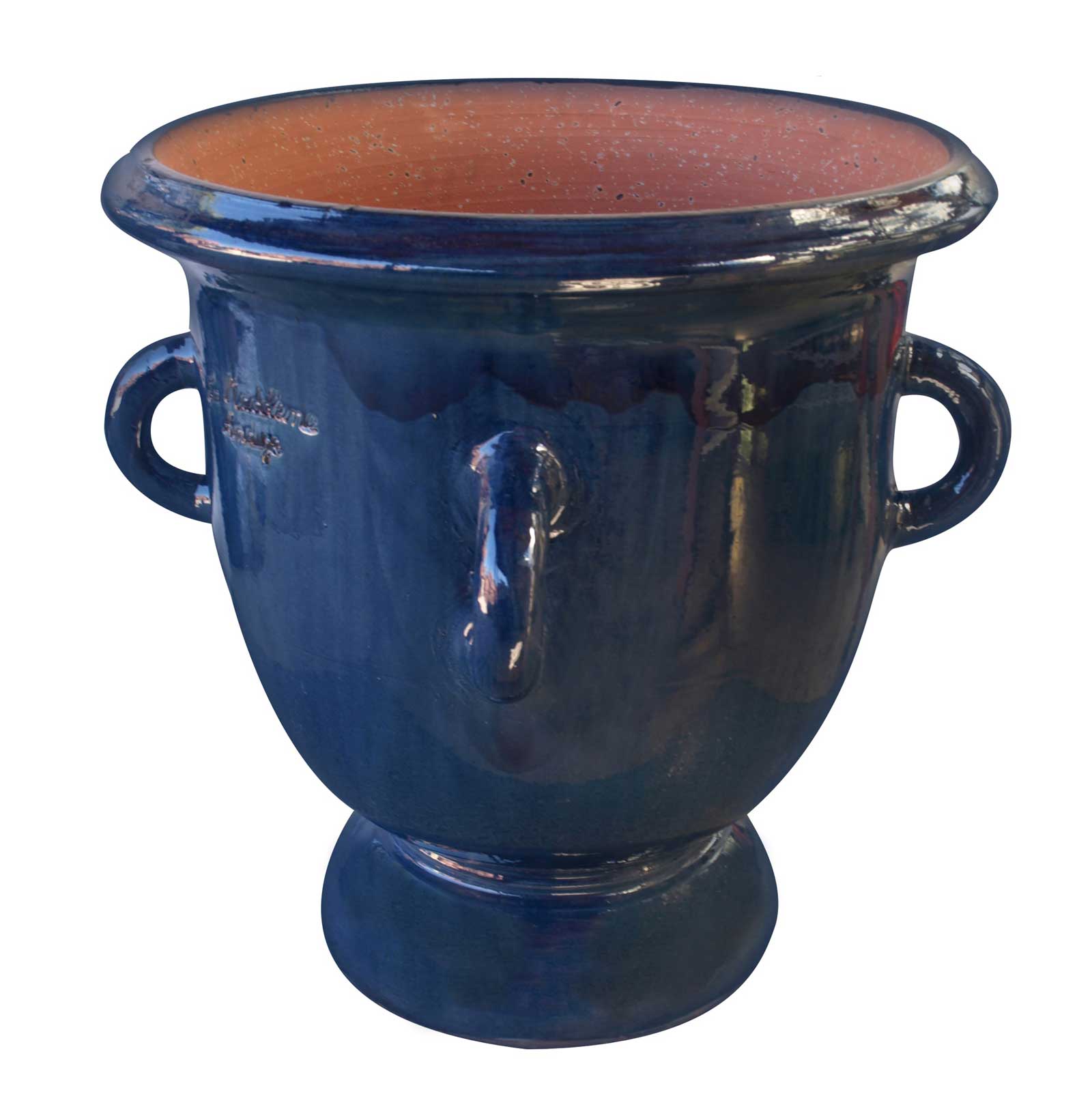 French Anduze 4 Handle Planter in Blue
