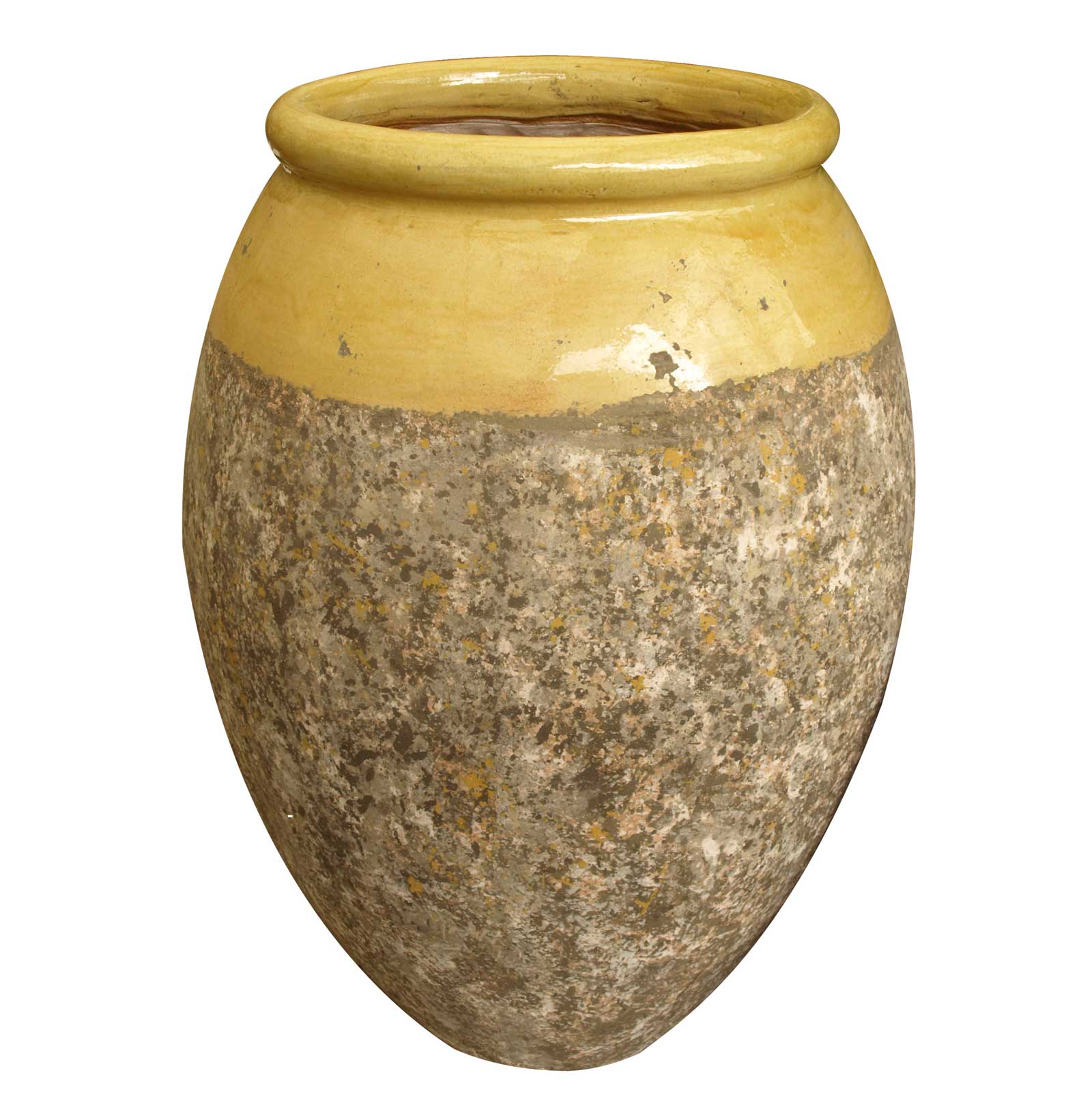 French Anduze Olive Jar with Yellow Collar