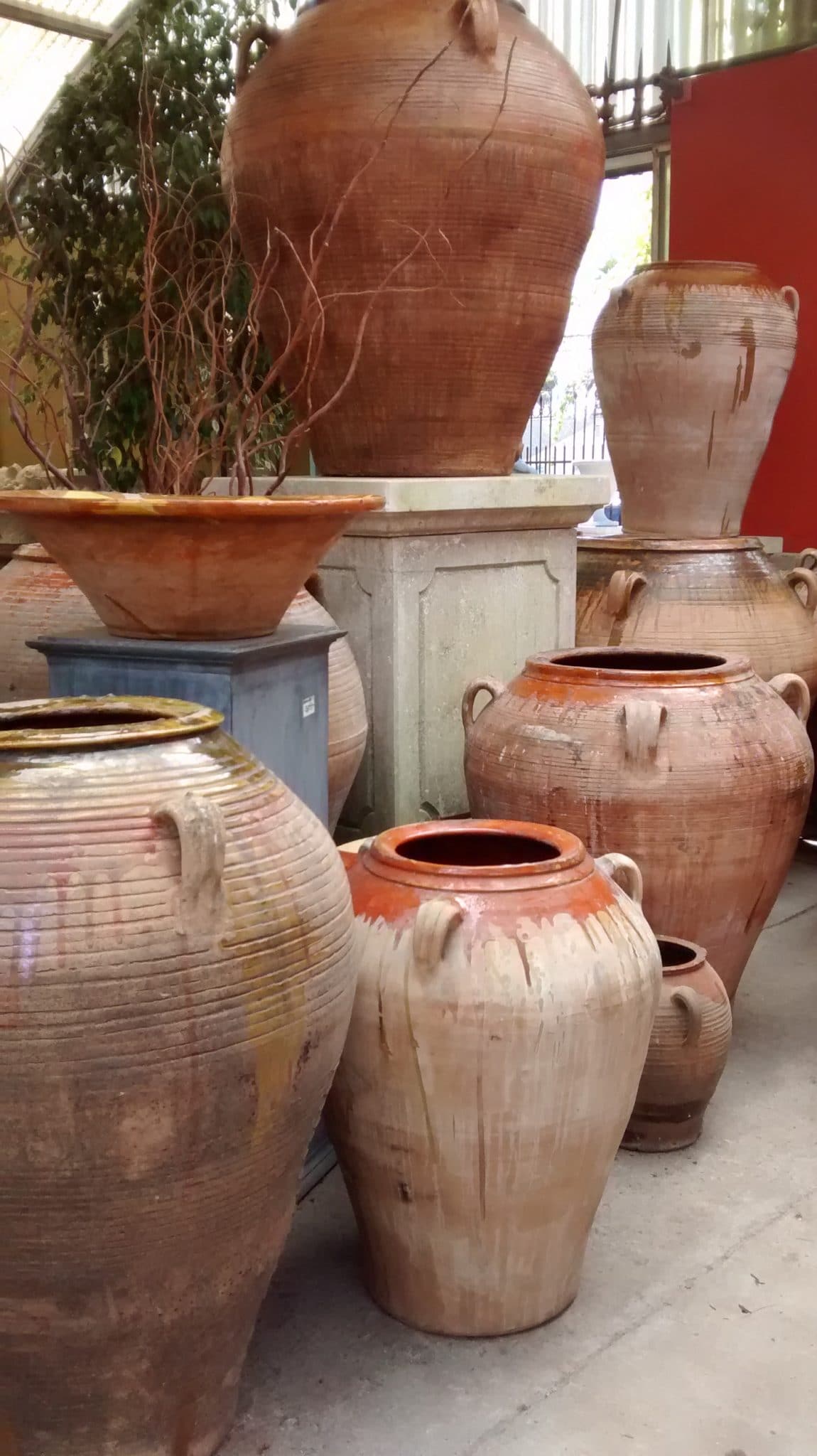 Eye of the Day|Antique Spanish oil jars|terracotta pottery