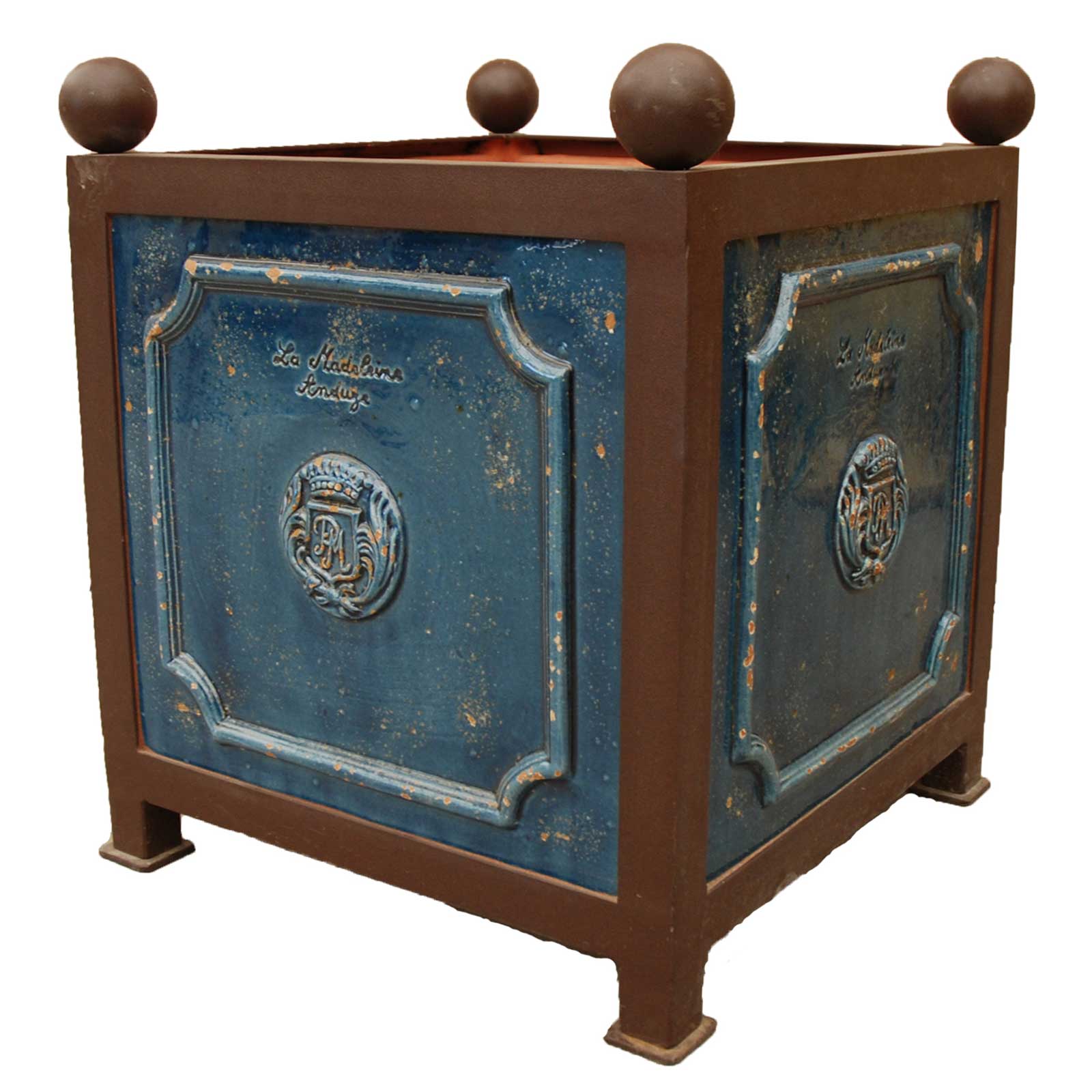 Anduze Orange Tree Planter in Aged Blue Lavande