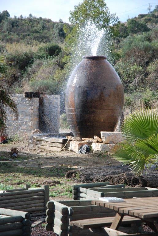 19th Century Spanish wine jar fountain conversion