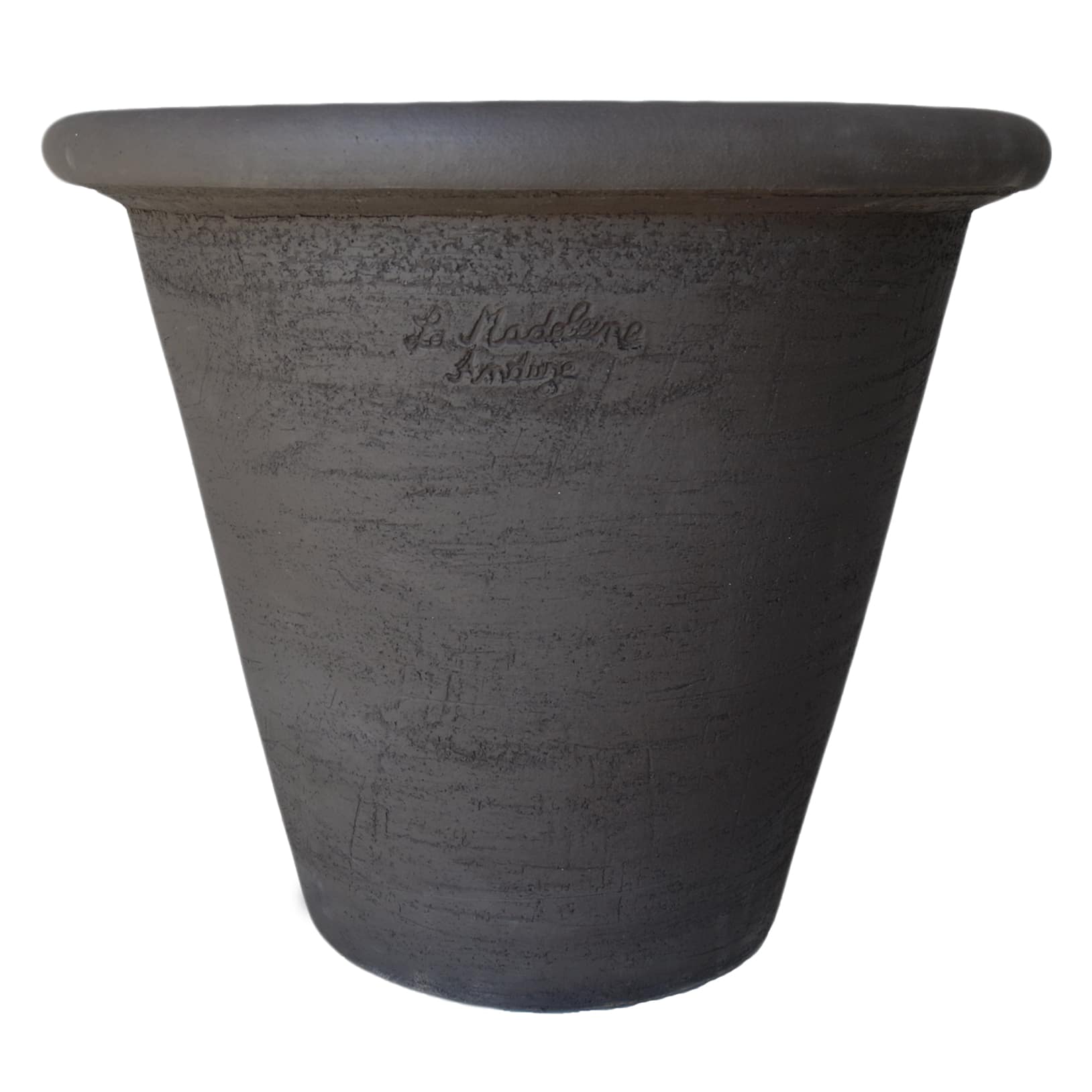cuvier-rond-french-anduze-rolled-rim-planter-black-terracotta