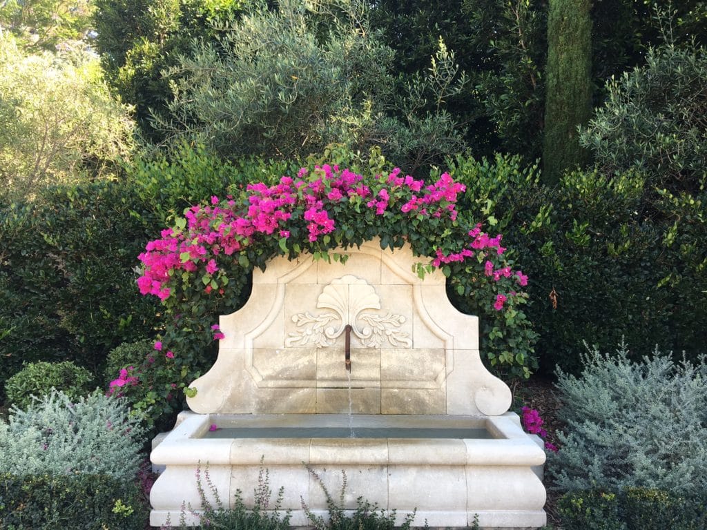 French Limestone Fountain with Flowers