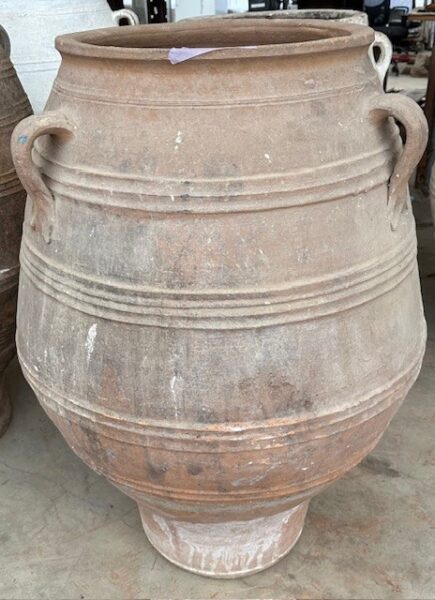 vintage Greek Pithari oil jar with a light natural patina