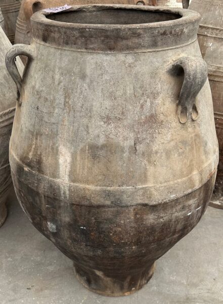 vintage Greek Pithari oil jar with a dark natural patina