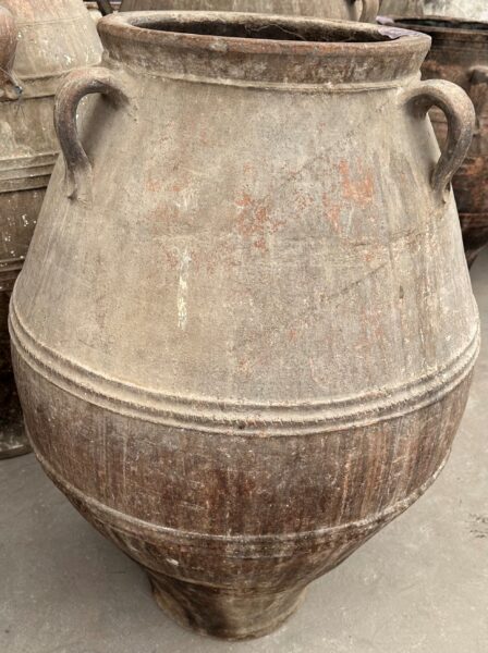 vintage Greek Pithari oil jar with a light natural patina