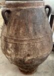 vintage Greek Pithari oil jar with a dark natural patina