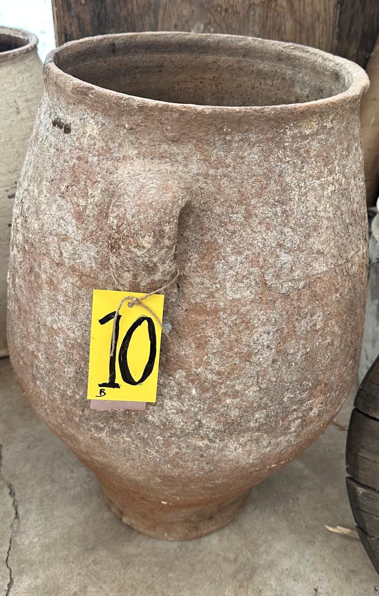 vintage Greek Pithari oil jar with a light natural patina