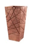 Tall Italian Terracotta Planter with Linear Geometric Design