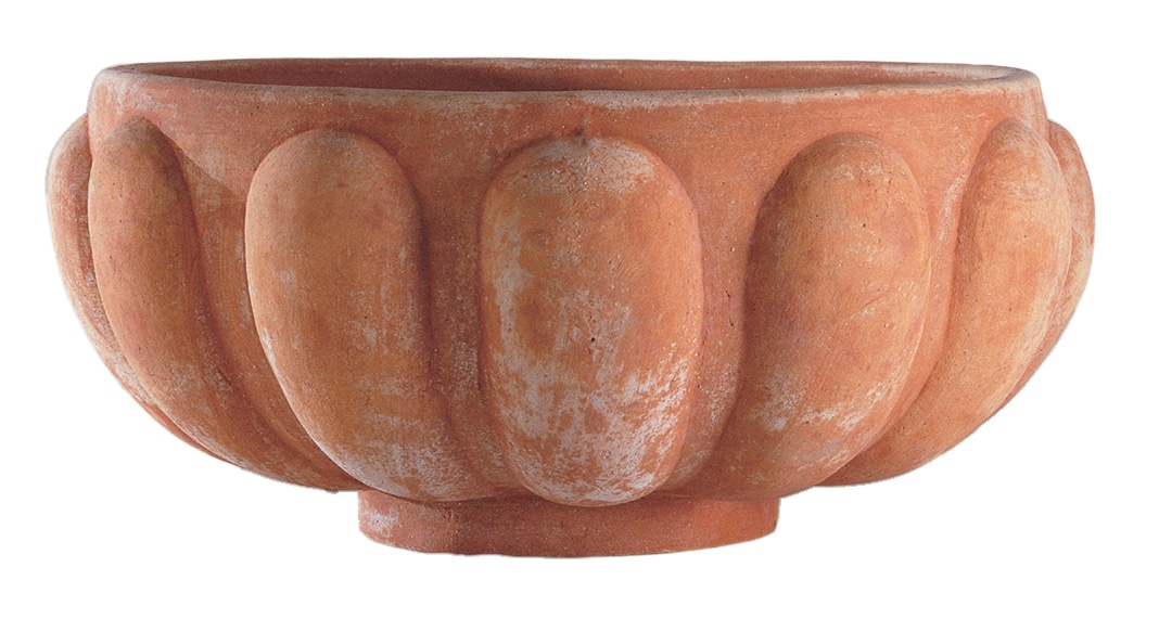 Italian Terracotta Wide Bowl with Fluted Pattern