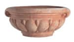 Italian Terracotta Wide Bowl with Fluted Pattern and handles