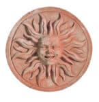 Round Italian terracotta disc with relief sun face