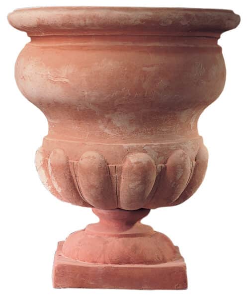 Ornate Terracotta Urn with rolled rim