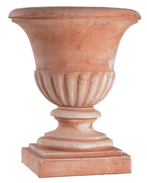Fluted Terracotta Urn with flared Lip