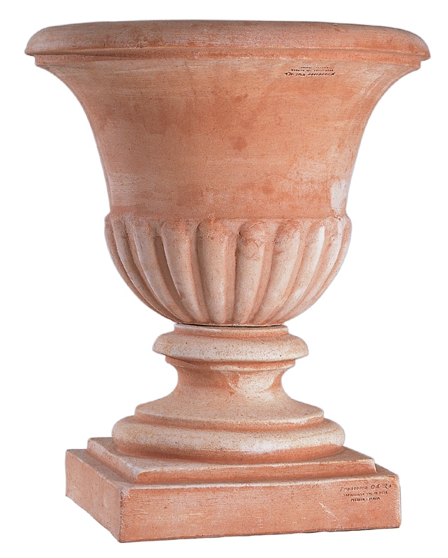 Fluted Terracotta Urn with flared Lip