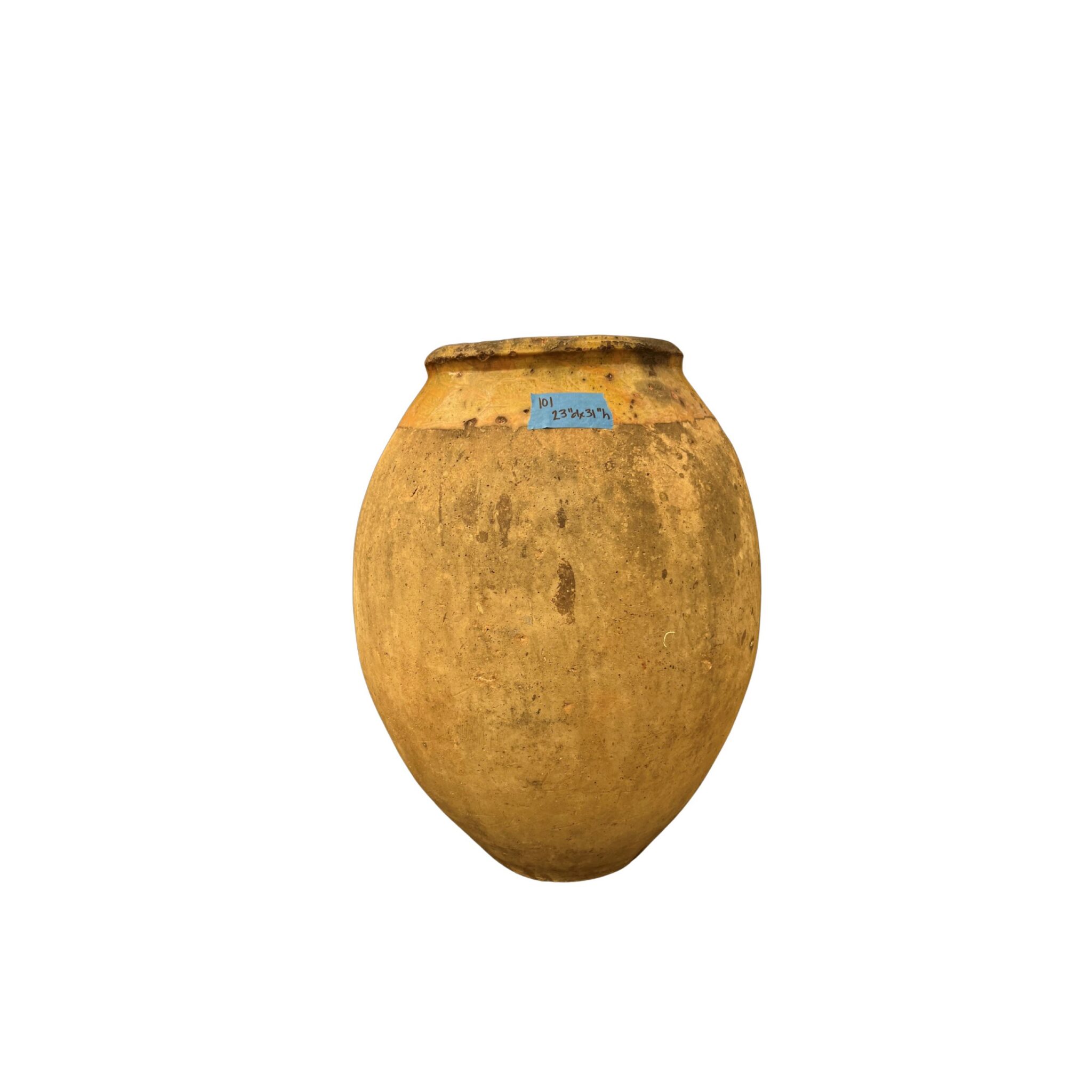 vintage French Biot with ochre glaze on the rim