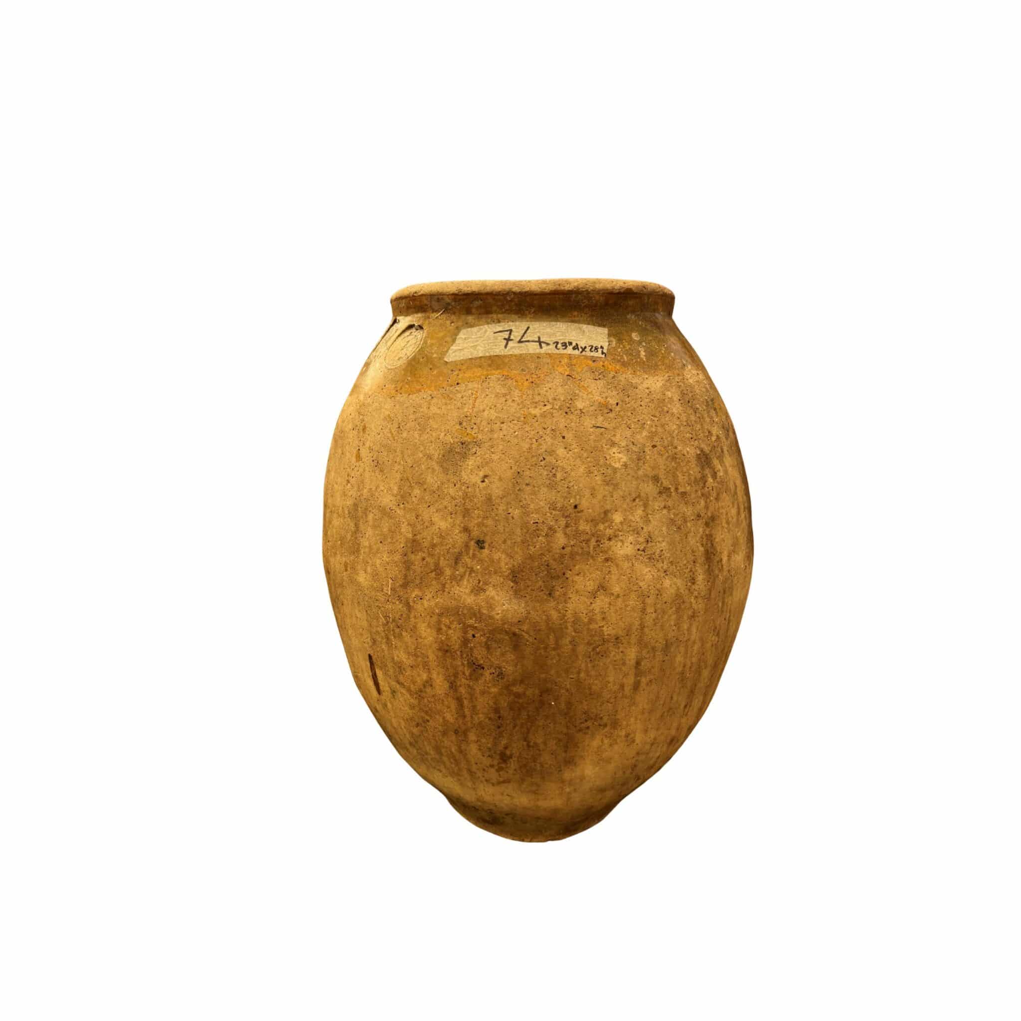 vintage French Biot with ochre glaze on the rim